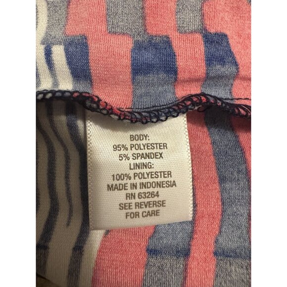 Dressbarn Dolman Sleeve Blue Red‎ Printed Blouson Dress w/Tie Size 1X 16 Office - Picture 6 of 7